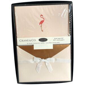Engraved Stationery Writing Paper Pink Flamingo Notecard Foil Lined Envelope NWT
